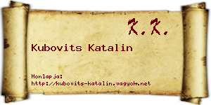 Kubovits Katalin névjegykártya